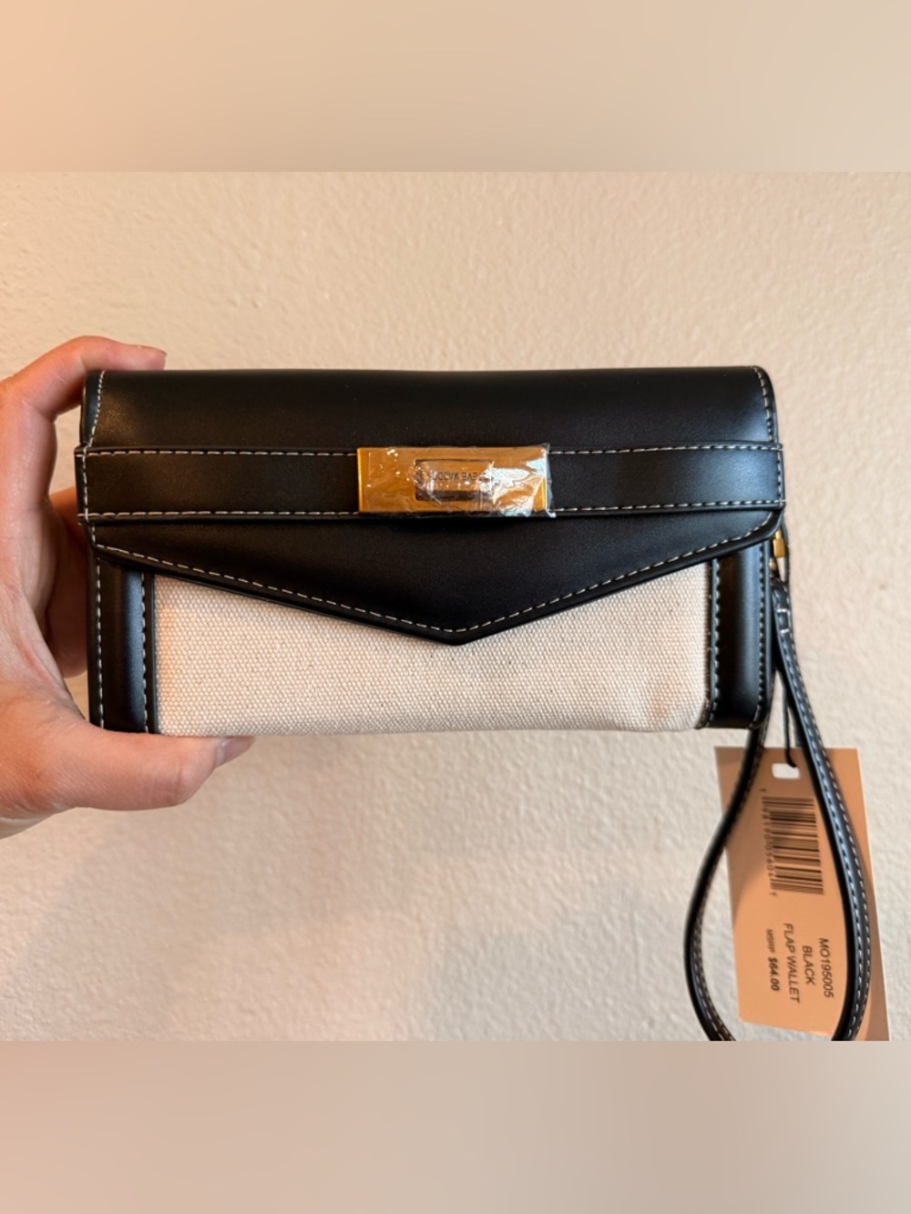 Steve Madden Black and Cream Women's Long Wallet- Designer Style